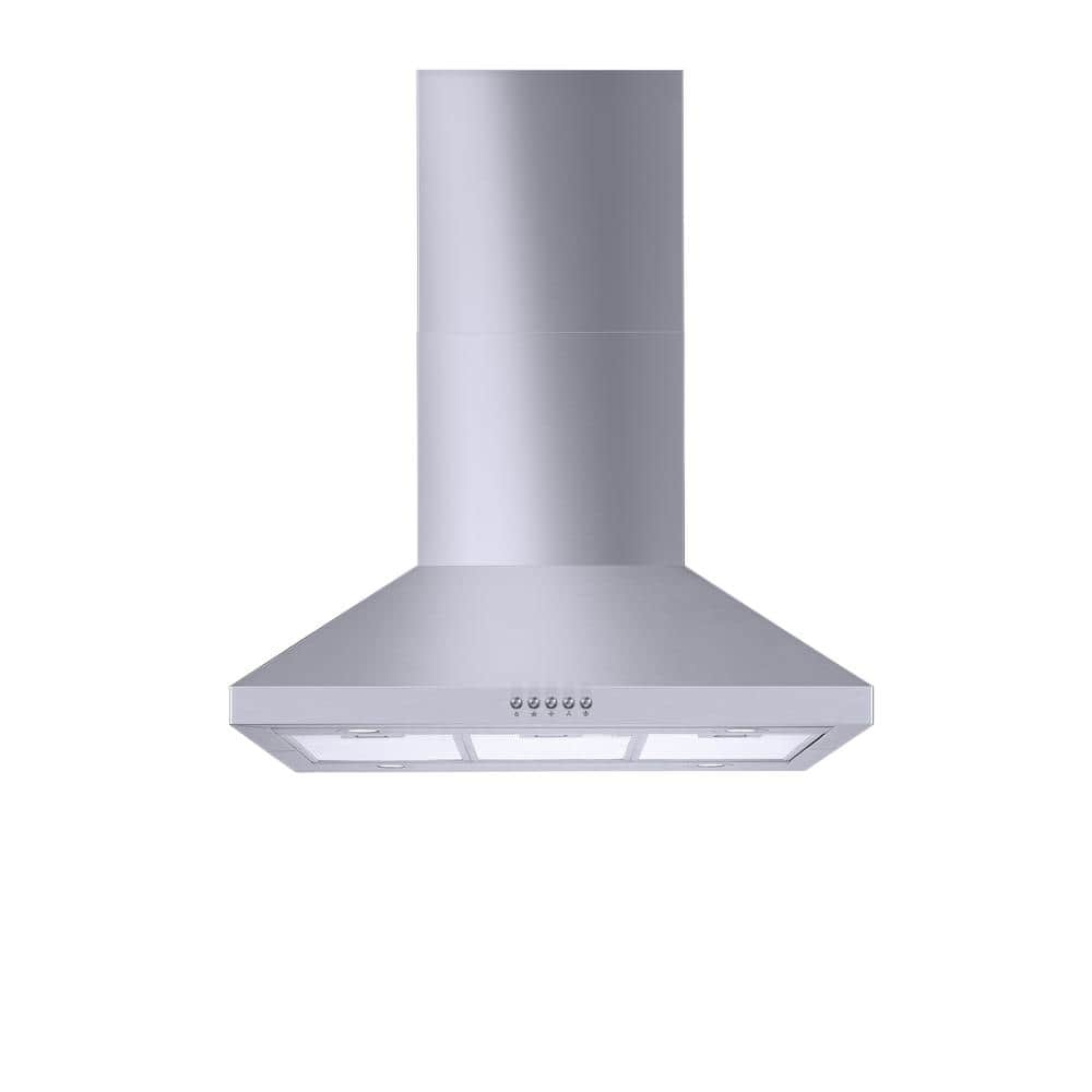 Vissani Siena 30 in. 350CFM Convertible Kitchen Island Pyramid Range Hood in Stainless Steel w/ Charcoal filters and LED Lights, Silver