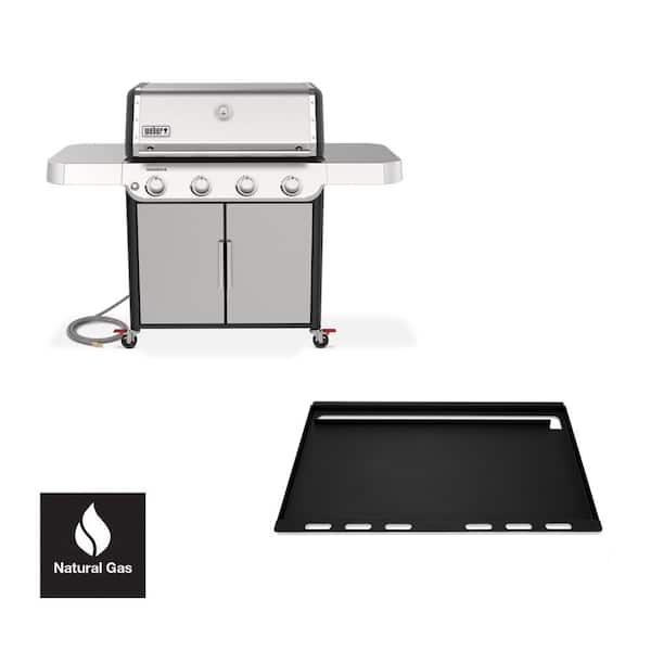Genesis S-415 4-Burner Natural Gas Grill in Stainless Steel with Full Size Griddle Insert