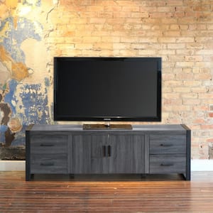 Urban Blend 71 in. Charcoal MDF TV Stand with 4 Drawer Fits TVs Up to 70 in. with Adjustable Shelves