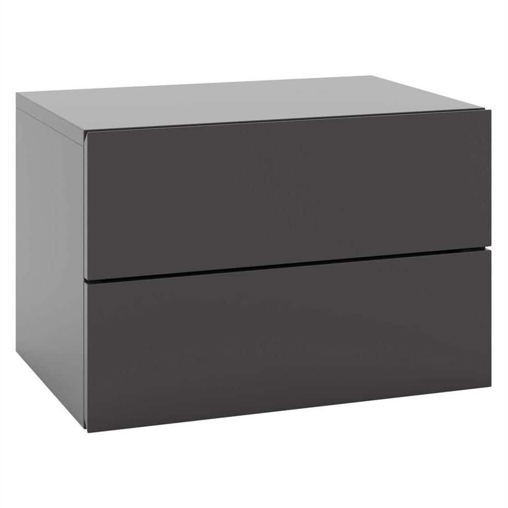 Gray 2-Drawer 16. 5 in. W Floating Nightstand with Drawer Storage Modern Floating Bedroom Shelf