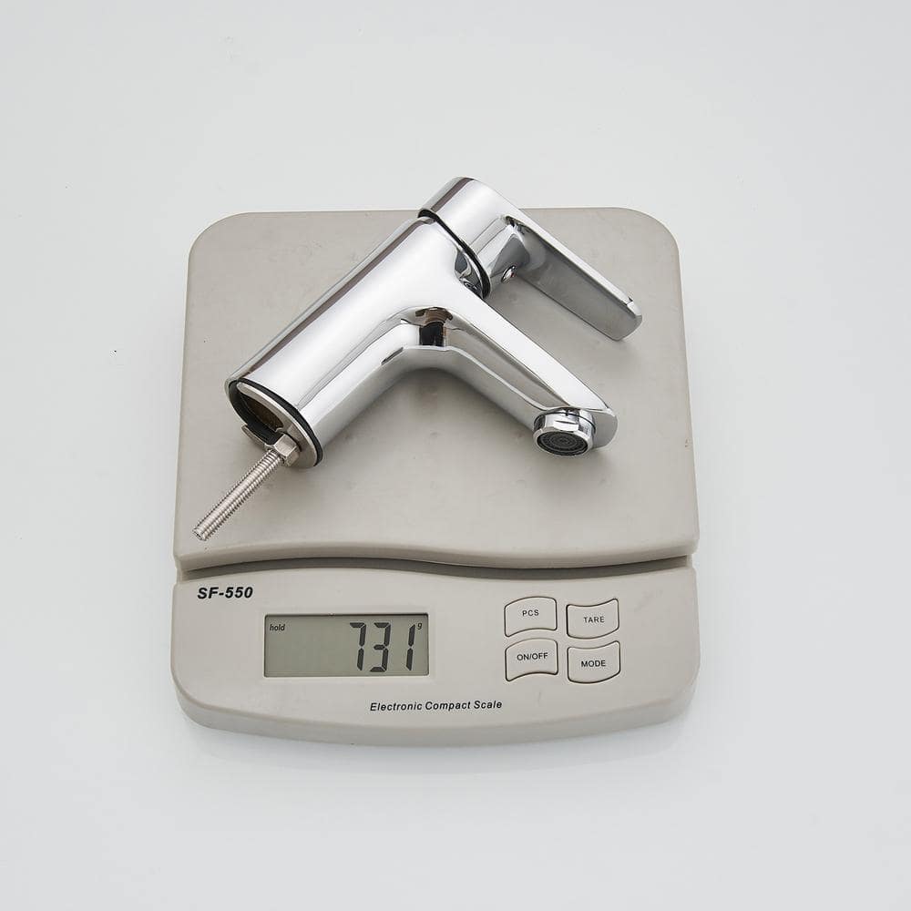 Polished Chrome Single Hole 1-Handle Bathroom Faucet with Deck Plate