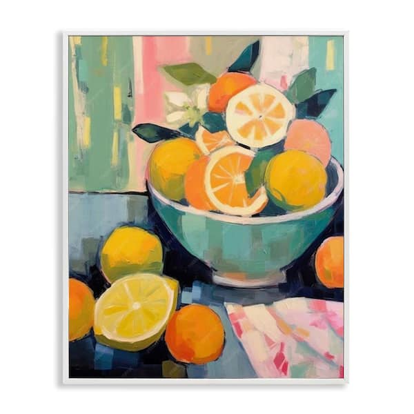 Orange and Lemon Bowl by LSR Design Studio White Framed Food Giclee Art Print 14 in. x 11 in.