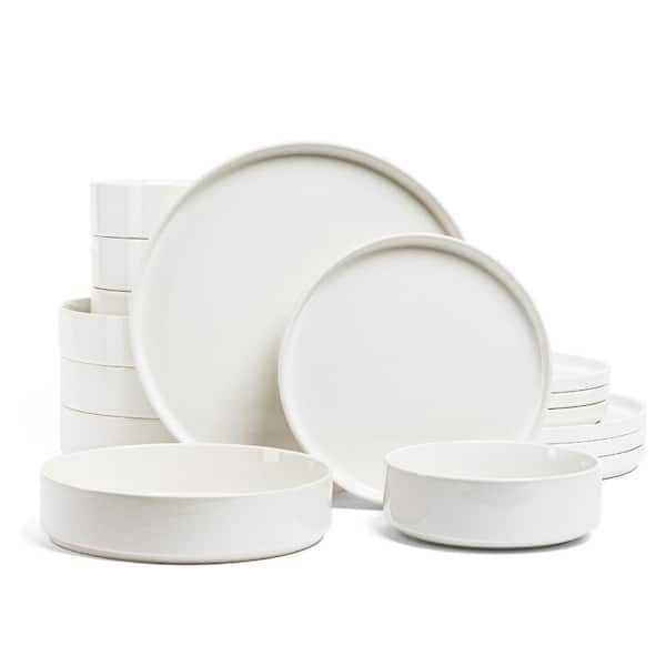 Stackable 16-Piece Glossy Hand-Finished Stoneware Dinnerware Set, Service for 4