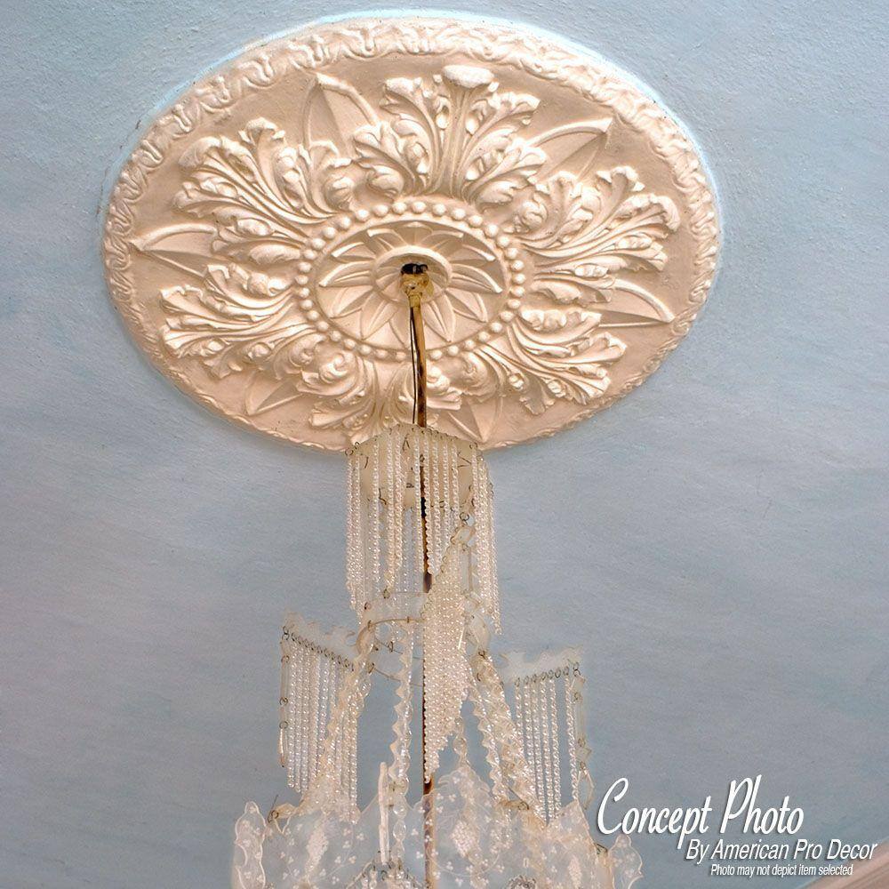 18 in White Polyurethane Shell and French Twist Ceiling Medallion
