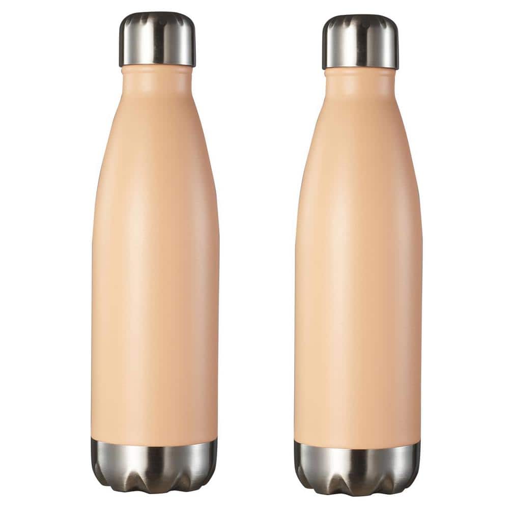 Visol Marina 16 oz. Pastel Orange Double Wall Stainless Steel Water Bottle  (2-Pack) VAC393PO-x2 - The Home Depot