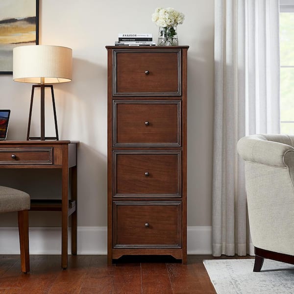 Bradstone 4 Drawer Walnut Brown Wood File Cabinet