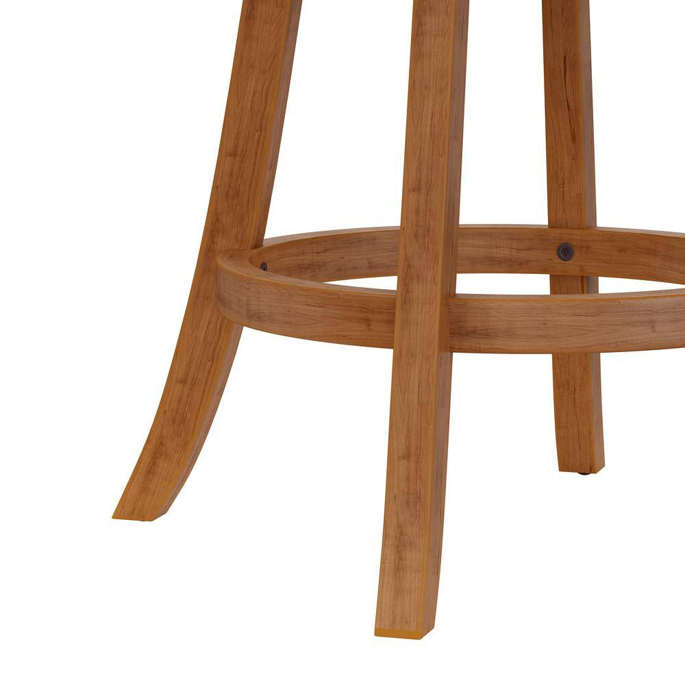 Fairfox Oak Swivel Counter Stool with Brown Faux Leather Seat