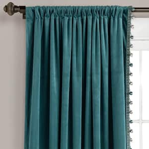 2pc Cynthia Rowley Teal Lux Velvet Curtains Window Panels 50x96
