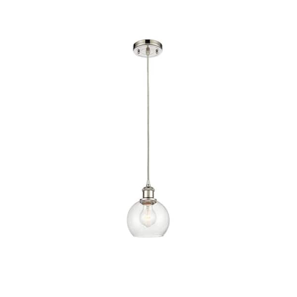 Innovations Athens 60-Watt 1 Light Polished Nickel Shaded Mini Pendant Light with Seeded glass Seeded Glass Shade