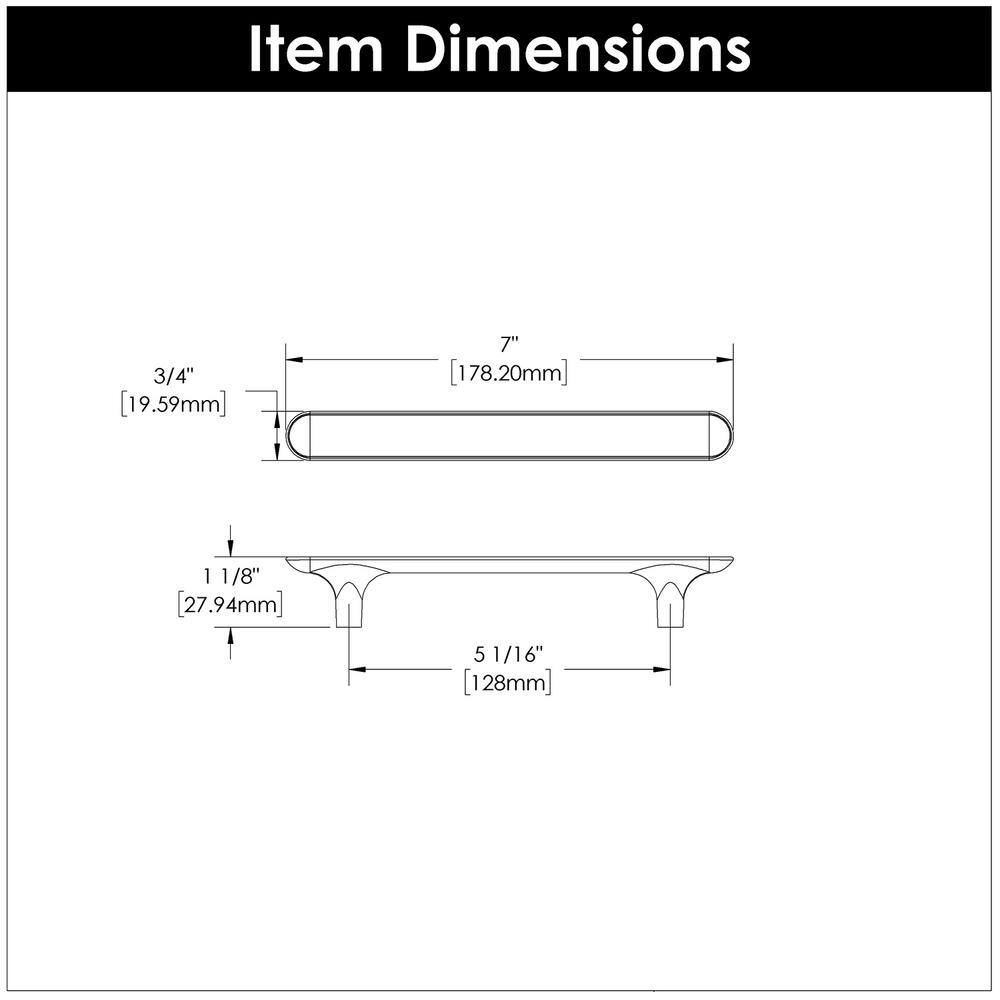Polished Chrome Modern Kitchen Cabinet Handles, 5-1/16"