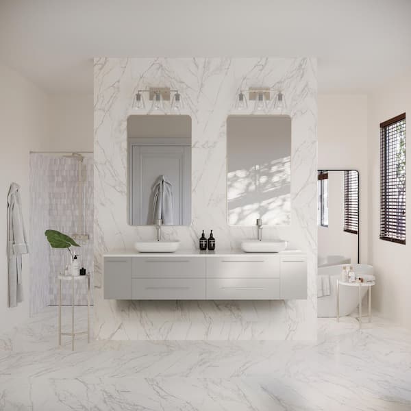 Lucera 72 in. Wall Mount Floating Double Bath Vanity Cabinet without Top in Gray - Vessel Sink Compatible