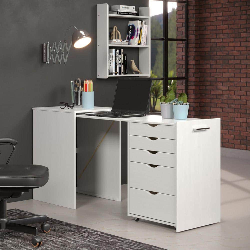 trendfurn by design Volterra 64 in. W Extendable White Wood 5