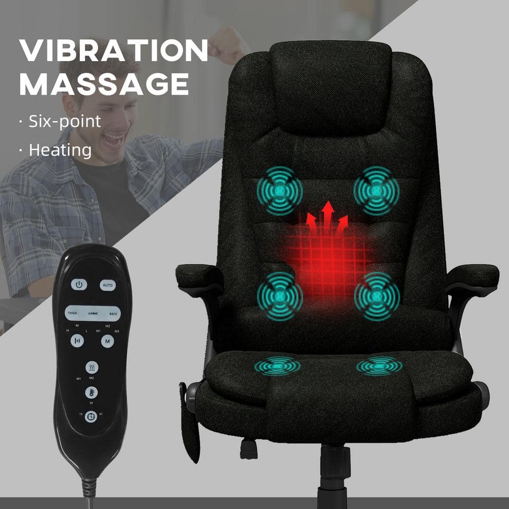 Black Fabric Massage Chair with Reclining Backrest - thumbnail 9