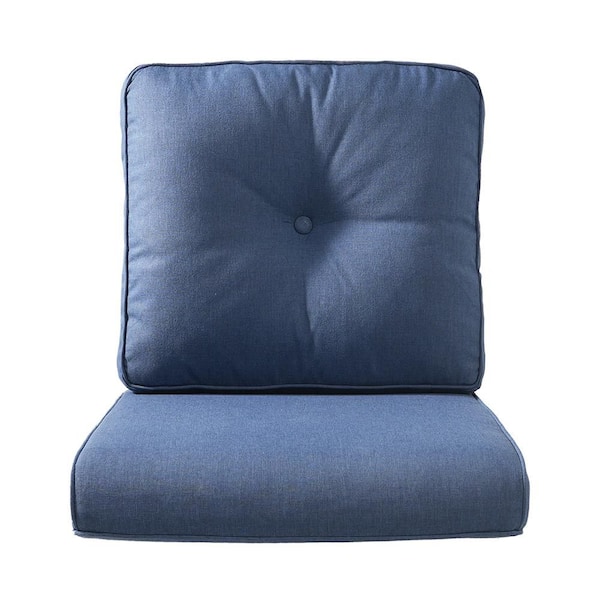 22 in. x 24 in. 2-Piece CushionGuard Outdoor Lounge Chair Deep Seat Replacement Cushion Set in Blue