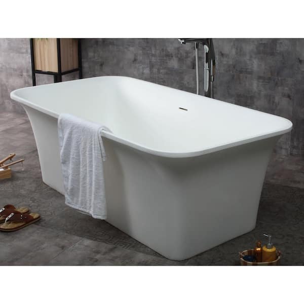 ALFI BRAND AB9942 67 in. Resin Flatbottom Bathtub in Matte White