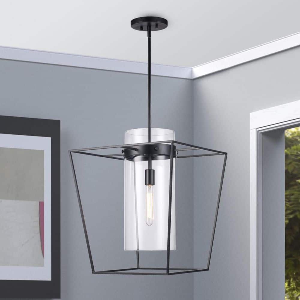 Bel Air Lighting 18 in. 1-Light Black Pendant Light Fixture with