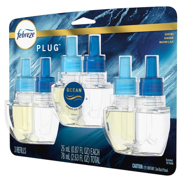Febreze Plug Origins Fade Defy 0.87 oz. Ocean Scent Plug In Air Freshener 3 Refills 003077213835 The Home Depot