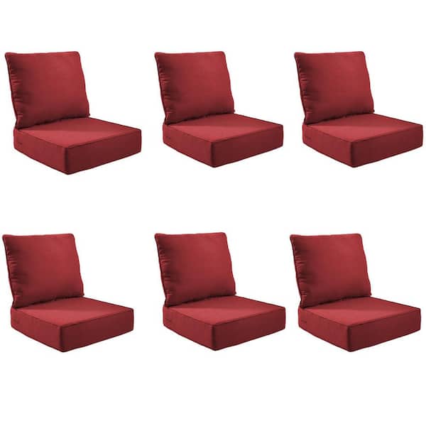 moosprr Modern 24 in. x 24 in. x 6 in. 12-Piece Deep Seating Outdoor Lounge Chair Thick Cushion Set in Red (6-Set)