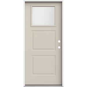 36 in. x 80 in. 2 Panel Left-Hand/Inswing 1/4 Lite Frosted Glass Primed Steel Prehung Front Door