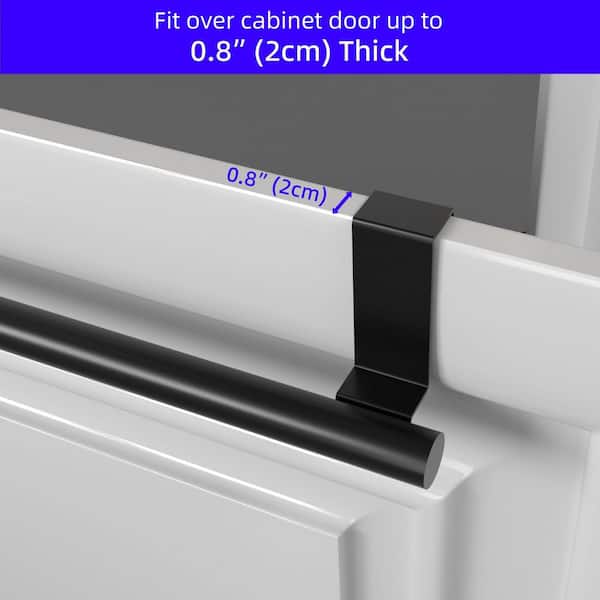 Stainless Steel Dish Towel Holder with Over Cabinet and Towel Bar for Cabinet Door and Kitchen Towel Rack Black (2-Pack)