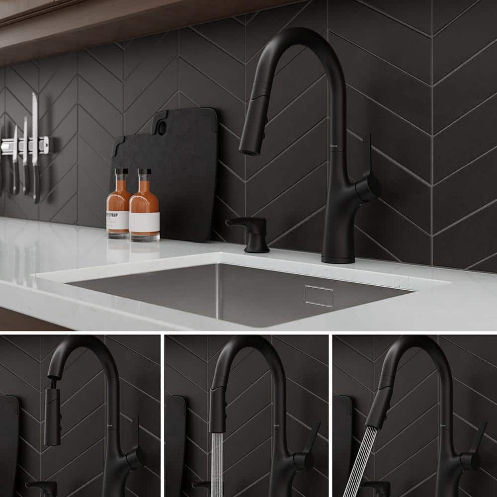 Ceylon Matte Black Stainless Steel Pull-Down Kitchen Faucet