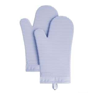 Ribbed Soft Silicone Lavender Cream Purple Oven Mitt Set (2-Pack)