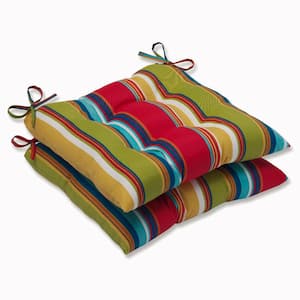 Striped 19 in. x 18.5 in. Outdoor Dining Chair Cushion in Red/Blue (Set of 2)