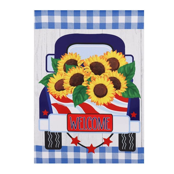 12 in. x 18 in. Welcome Sunflower Truck Garden Flag
