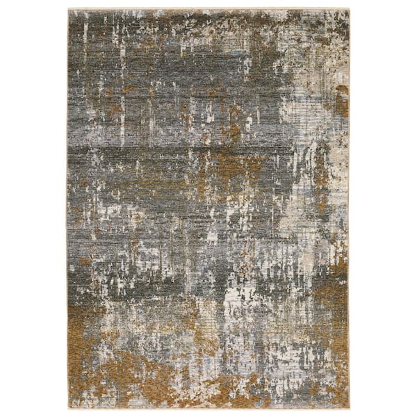 5 X 8 Gray Abstract Washable Area Rug