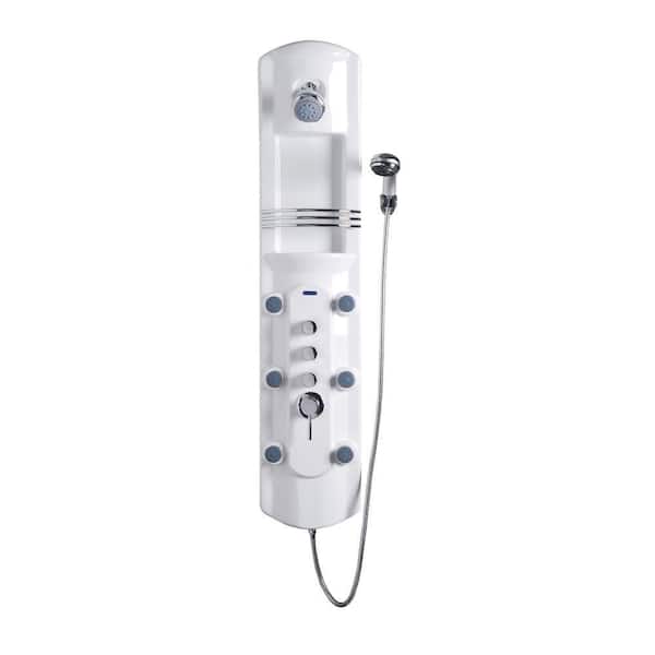 Ariel 6-Jet Shower Panel System in White Lucite Acrylic (Valve Included)