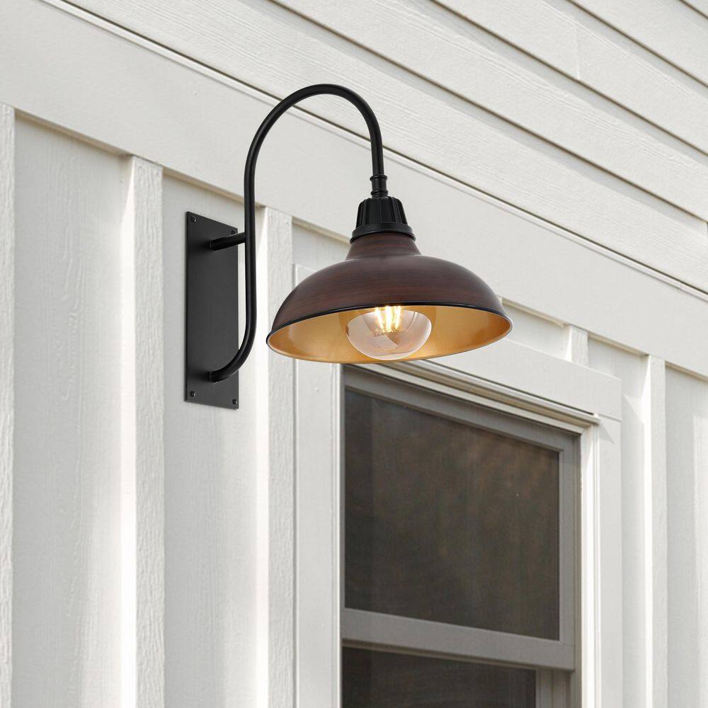 Stanley 12.25" Copper and Black Industrial Gooseneck Sconce