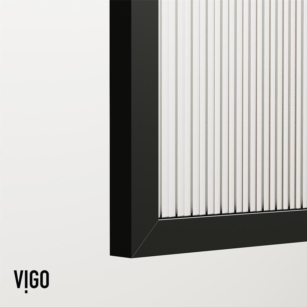 Meridian Matte Black Fluted Glass Shower Screen 34" x 74"