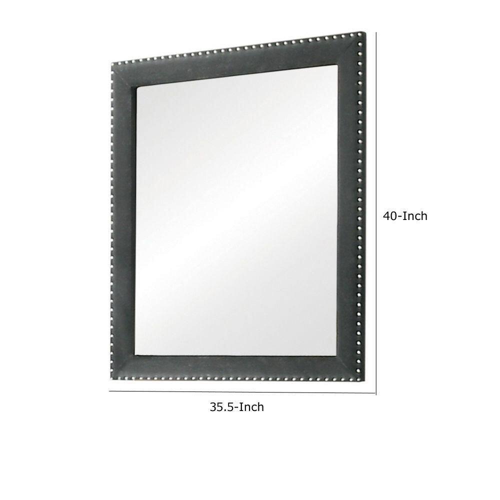Sophisticated Charm 40" Wood Frame Dresser Mirror with Velvet Trim