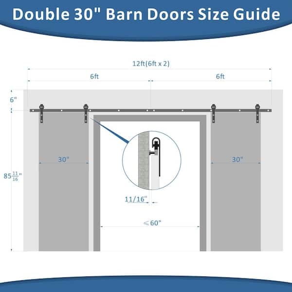 60 in. x 84 in., Light Brown, Paneled, Fluted, Painted, MDF Sliding Barn Door with Hardware Kit