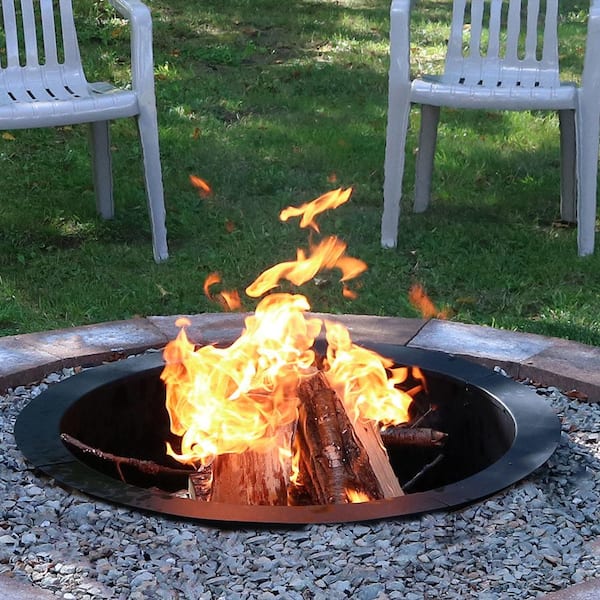 Steel Wood Burning Fire Pit Rim Liner, Fire Pit Liner Home Depot