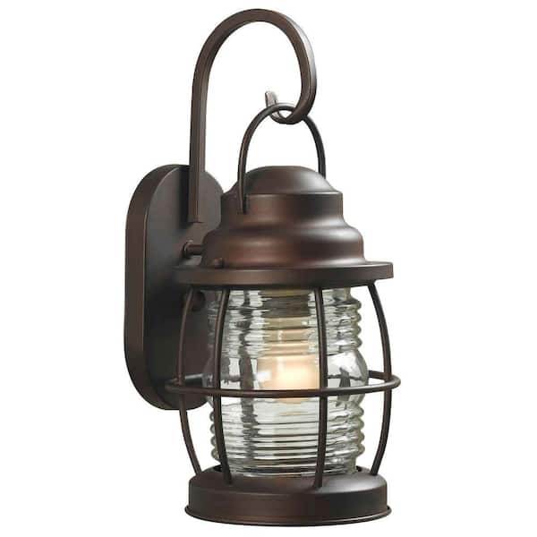 Hampton Bay Harbor 1-Light Copper Outdoor Medium Wall Lantern