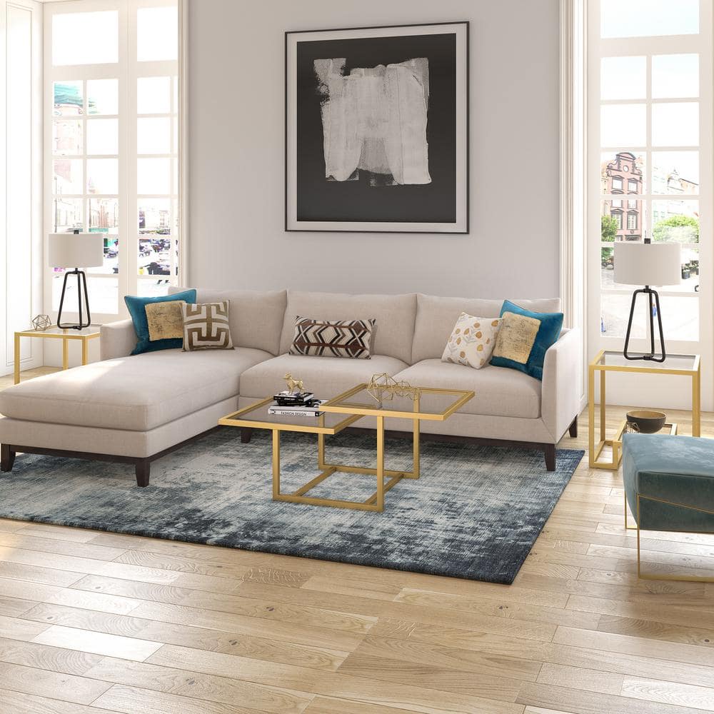 Amalie Brass and Glass Two-Tier Coffee Table