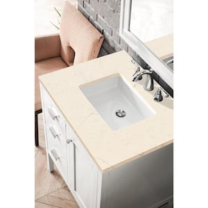 Addison 30 in. W x 23.5 in. D x 35.5 in. H Bath Vanity in Glossy White with Eternal Marfil Quartz Top and Basin