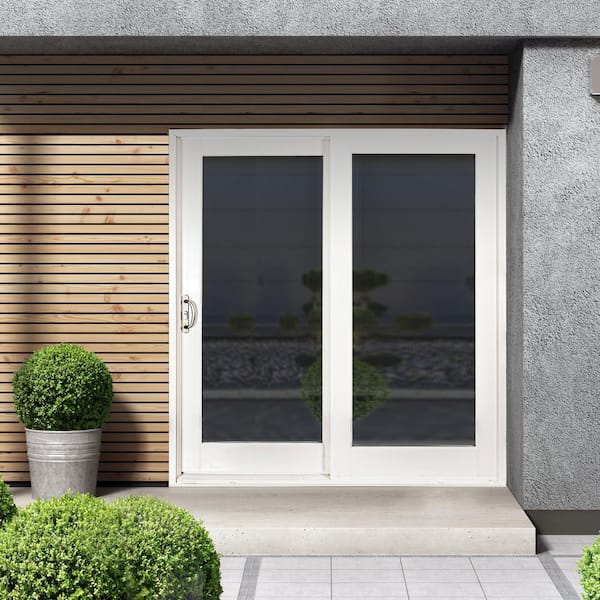 72 in. x 80 in. Woodgrain Interior and Smooth White Exterior Right-Hand Composite Sliding Patio Door