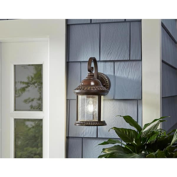 Cambridge 12.75 in. Bronze Motion Sensing Outdoor Wall Light Coach Sconce with No Bulbs Included