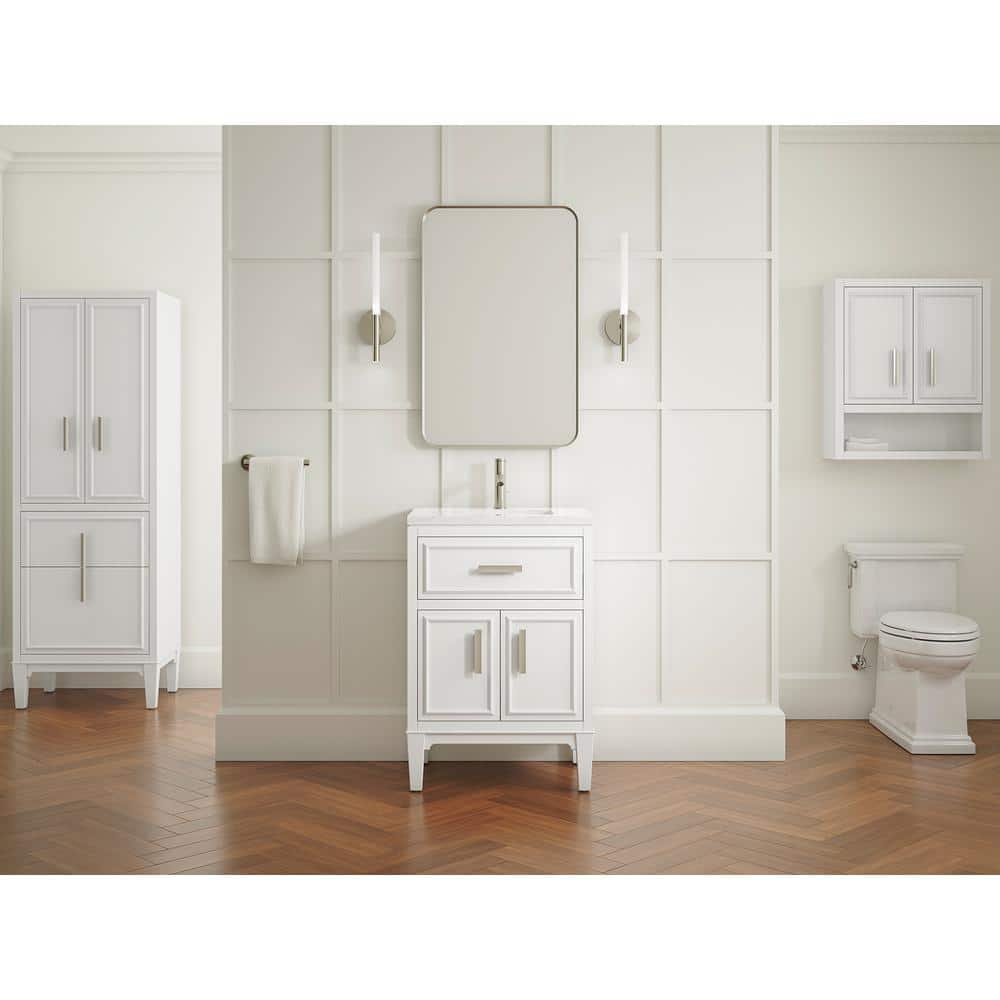 KOHLER Southerk 23 in. W x 18 in. D x 36 in. H Single Sink Freestanding Bath Vanity in White with Quartz Top