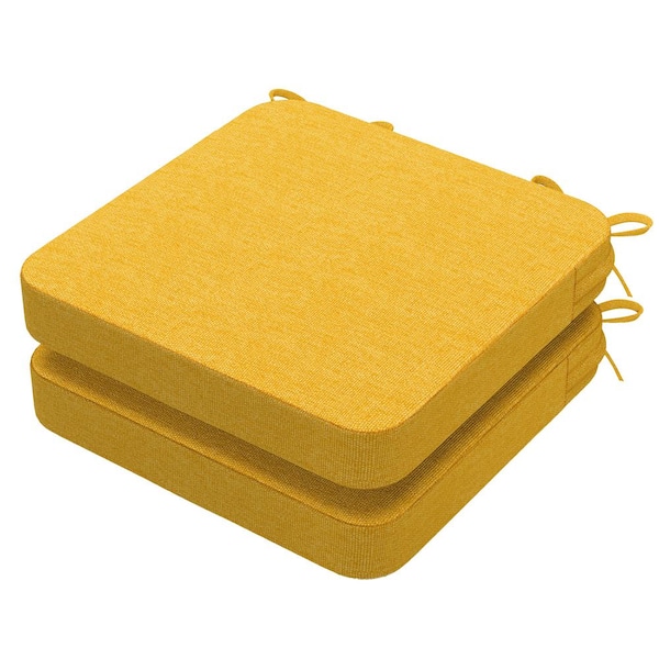 AAAAAcessories 16 in. x 17 in. Square Indoor Seat Cushion Dining Chair Cushion in Yellow (2-Pack)