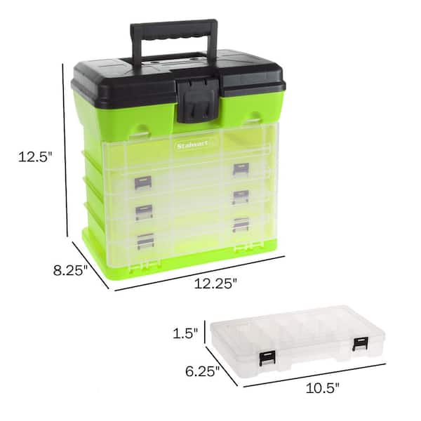 Fishing Box Organizer Container Double Sided 6 Compartments Box Case for Fishing Small Accessories Jewelry Beads Earrings, Size: Others, Green