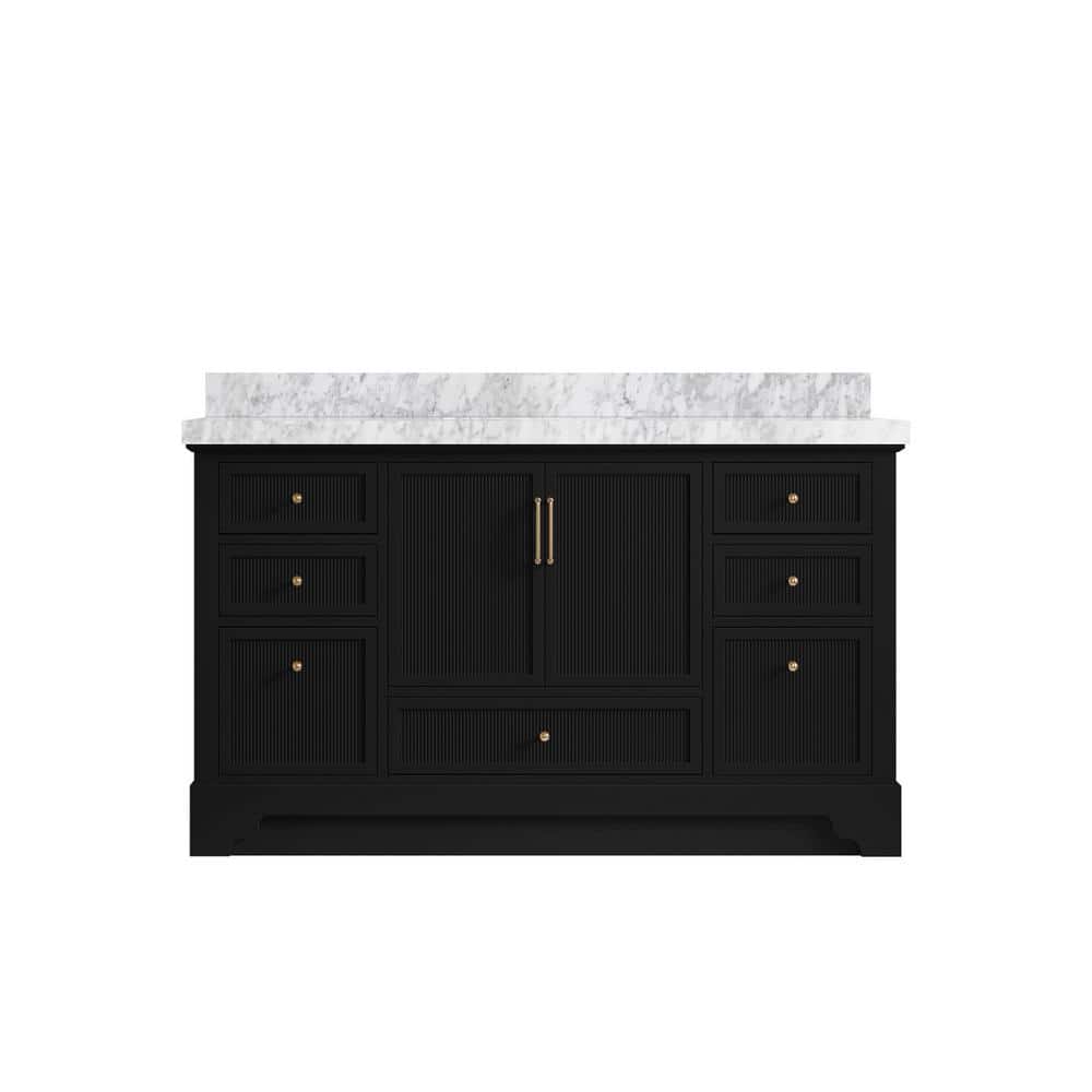 Alys 60 in. W x 22 in. D x 36 in. H Single Sink Bath Vanity in Black with 2 in. Carrara Marble Top price history on PriceWatchPro