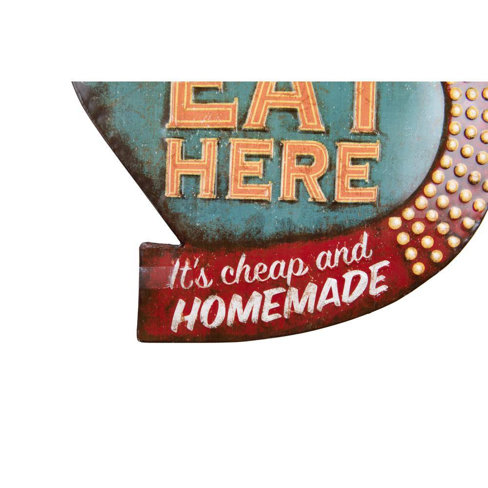 Vintage Multicolor Tin Eat Here Wall Decor Sign