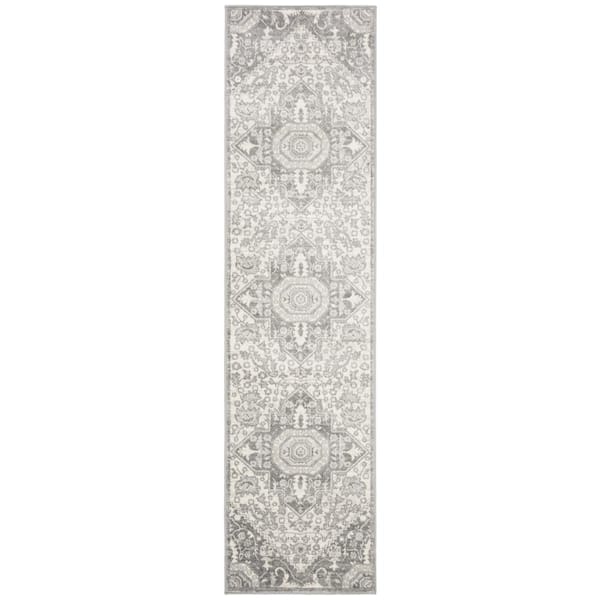 SAFAVIEH Brentwood Gray/Cream 2 ft. x 10 ft. Geometric Runner Rug ...