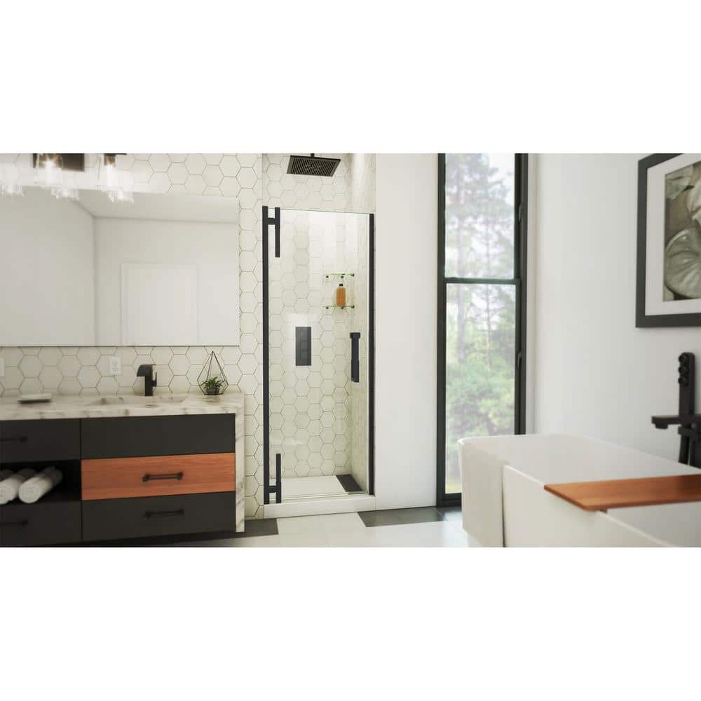 Matte Black Frameless Pivot Shower Door with Clear Glass