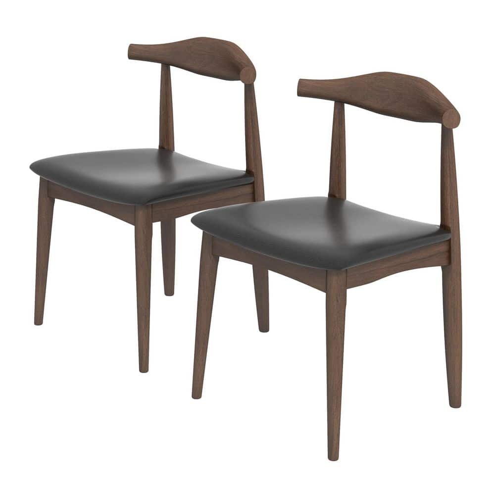 Ashcroft Furniture Co Blake Mid-Century Modern Black Vegan Leather Dining  Chair (Set of 2) CDJU-AG-893 - The Home Depot
