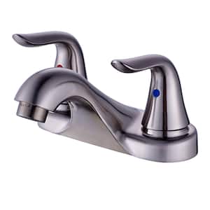 4 in. Centerset 2-Handle Bathroom Faucet with Drain in Brushed Nickel