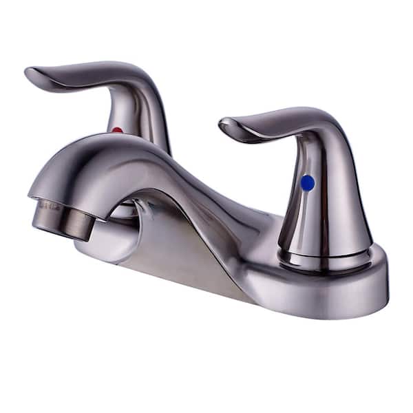 Boyel Living 4 in. Centerset 2-Handle Bathroom Faucet with Drain in Brushed Nickel